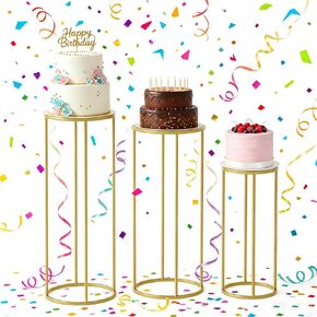 Urban Deco 3Pcs Cylinder Stands for Party, Round Pedestal Stand for Parties with Removable Acrylic Tops, Gold Metal Cake Stands, Cilindros para Fiestas for Birthday Party Wedding Baby Shower Decor in Saudi Arabia