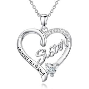 ZBA Natural Diamond Sister Necklace, 18K Gold Plated 925 Sterling Silver Fine Jewelry Birthday Gifts for Sister 20inches (F-G,I1-I2) in Saudi Arabia