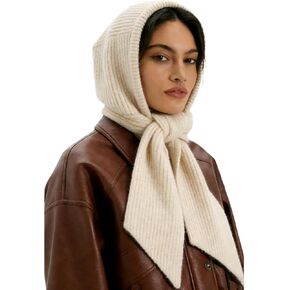 Hooded Scarf for Women Winter Knitted Beanie Hat Scarf Balaclava Warm Wrap Head Scarves Pullover Hat in Saudi Arabia