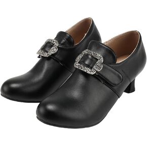 Victorian Noble Women’s Shoes - Renaissance Cosplay Heels, Halloween Costume Footwear with Ornate Buckle for Medieval Faire & Party in Kuwait