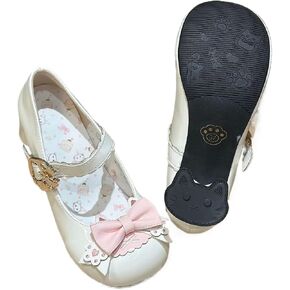 Kawaii Lolita Mary Jane Shoes Cat Paw Heel Bowknot Strap Patent Leather for Women Girls Cute Low Block Pumps for Sweet Anime Cosplay Tea Party Dress Walking in Saudi Arabia