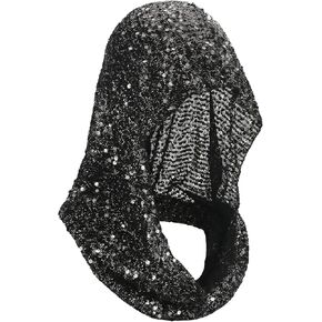 Sequin Rave Hood Head Scarf, Sparkly Bandana Festival Outfit Accessory for Women, Glitter Hooded Scarf for Halloween Mardi Gras Costume & Concert Rave Pash in Saudi Arabia