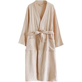 Muslin Unisex Bathrobe Women & Men,100% Cotton Lightweight Kimono Robe Yukata Spa Bathrobe Sleepwear in Saudi Arabia