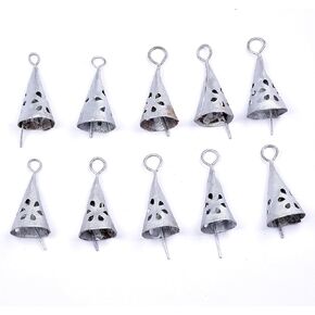Set of 10 Handmade Silver Bells Rustic Metal Decorative Bells, Mini Cowbells, Antique Hanging Ornaments for Christmas, Vintage Bell for DIY Craft and Wind Chimes Making, Jingle Bell Farmhouse Décor in Saudi Arabia