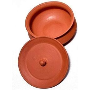 DAHI HANDI Clay Curd Pot Dahi Handi Serving Bowl with Lid Curd Pot (Brwon) 1500ML in Saudi Arabia