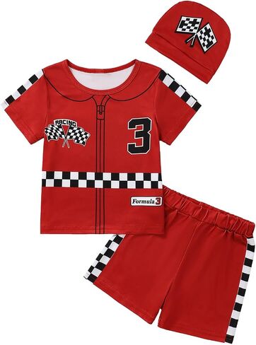 Little Boy 3rd Birthday Outfit Toddler Three Year Old Birthday Clothes Boy Race Car Driver Shirt in Saudi Arabia