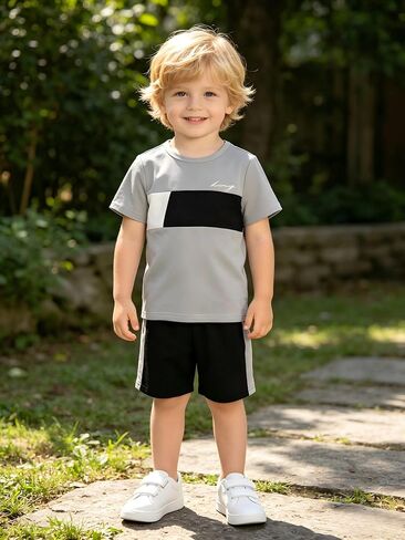 Boys Short Sets Crew Neck Short Sleeve Outfit For Boys 1-6 Years Casual 2 Piece Summer Clothing Sets in Kuwait