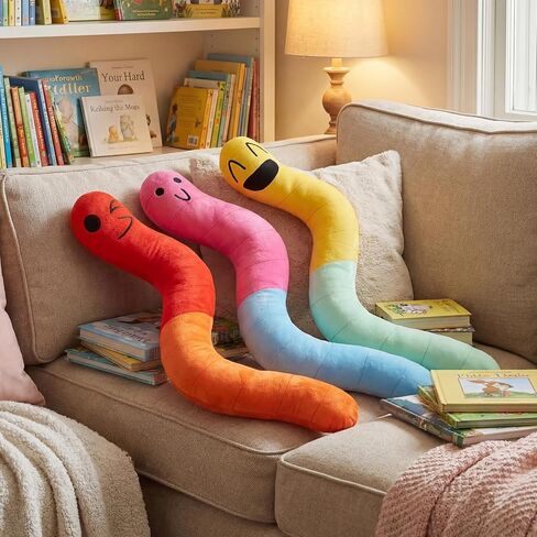 Newwiee 3 Pcs Gummy Worm Pillow Cushion Back to School Decor Gummy Worm Plushie Prop Stuffed Figure Pillow for Classroom Desk Reading Corner Dorm Room Bedroom Sofa Home Decor Gift 19.6 Inch in Kuwait