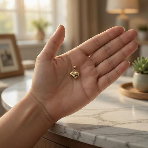 Jewelry Affairs Real 14k Yellow Gold Polished 3-D Puffed Heart Pendant Charm,21mm x 15mm in Kuwait