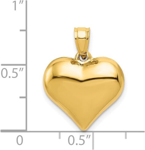 Jewelry Affairs Real 14k Yellow Gold Polished 3-D Puffed Heart Pendant Charm,21mm x 15mm in Kuwait