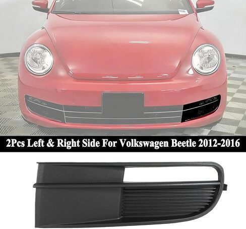 غطاء مصباح الضباب الخفيف لسيارة Volkswagen VW Beetle 2012 2013 2014 2015 2016 غطاء مصباح الضباب المصد الأمامي الجانب الأيسر الأيمن الأسود استبدال 5C5853666C9B9 (زوج (يمين + يسار)) in Kuwait