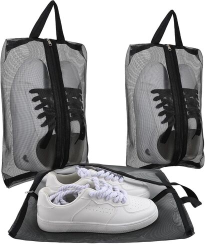 Tyqour 2 Pack Shoe Travel Bag Travel Shoe Bags for Storage Reusable Shoe Bags for Travel with Zipper Travel Essentials Women for and Men Shoe Bag for Gym Sport(2 Size) in Kuwait