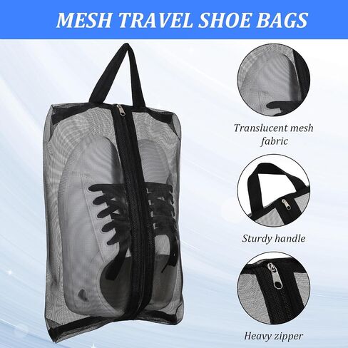 Tyqour 2 Pack Shoe Travel Bag Travel Shoe Bags for Storage Reusable Shoe Bags for Travel with Zipper Travel Essentials Women for and Men Shoe Bag for Gym Sport(2 Size) in Kuwait