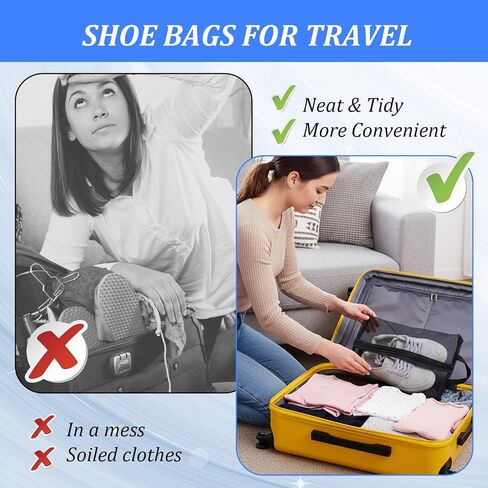 Tyqour 2 Pack Shoe Travel Bag Travel Shoe Bags for Storage Reusable Shoe Bags for Travel with Zipper Travel Essentials Women for and Men Shoe Bag for Gym Sport(2 Size) in Kuwait