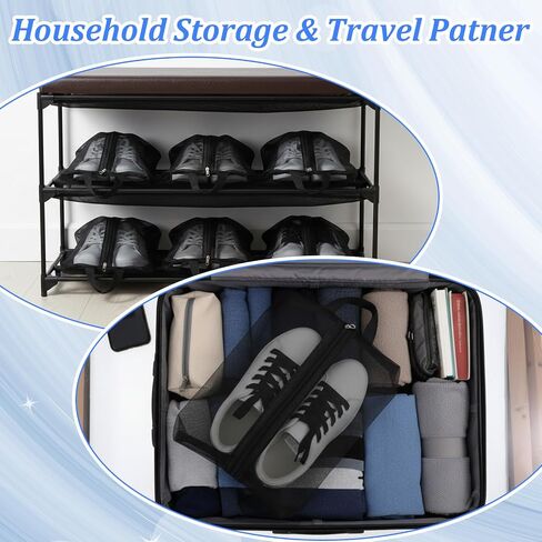 Tyqour 2 Pack Shoe Travel Bag Travel Shoe Bags for Storage Reusable Shoe Bags for Travel with Zipper Travel Essentials Women for and Men Shoe Bag for Gym Sport(2 Size) in Kuwait