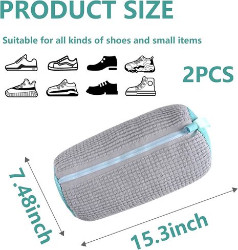 2 Pcs Shoe Washing Machine Bags Laundry Shoe Bags With Self-locking Zipper for Washer and Dryer Reusable Shoes Cleaning Bag for Sneaker Tennis Shoes Unstain Cleaner Kit in Saudi Arabia
