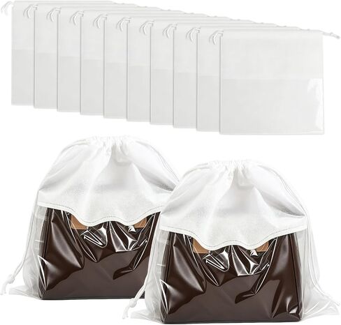 12 Pieces Dust Bags for Handbags White Non-Woven Drawstring Bags Breathable Cloth Purse Storage Dustproof Storage Bags with Drawstring for Handbags,Purses,Shoes,and Travel Organizing in Kuwait