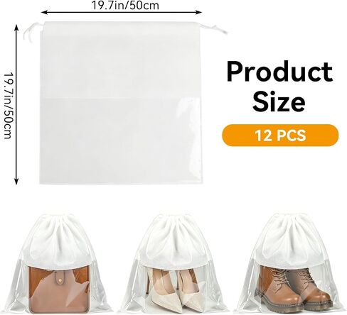 12 Pieces Dust Bags for Handbags White Non-Woven Drawstring Bags Breathable Cloth Purse Storage Dustproof Storage Bags with Drawstring for Handbags,Purses,Shoes,and Travel Organizing in Kuwait
