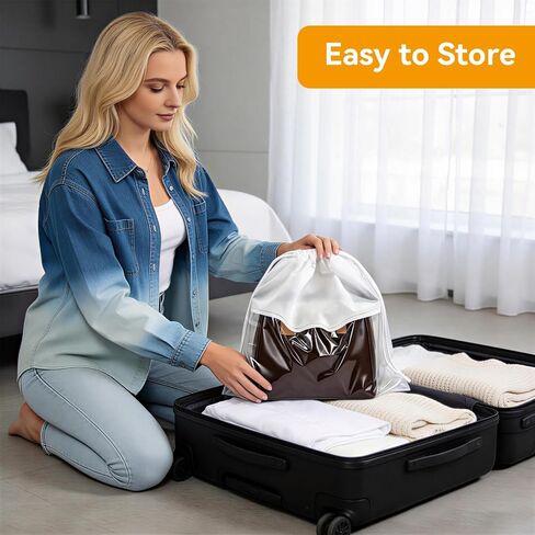 12 Pieces Dust Bags for Handbags White Non-Woven Drawstring Bags Breathable Cloth Purse Storage Dustproof Storage Bags with Drawstring for Handbags,Purses,Shoes,and Travel Organizing in Kuwait