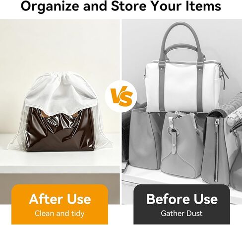 12 Pieces Dust Bags for Handbags White Non-Woven Drawstring Bags Breathable Cloth Purse Storage Dustproof Storage Bags with Drawstring for Handbags,Purses,Shoes,and Travel Organizing in Kuwait