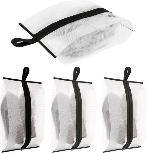 Shoe Travel Bags for Luggage, 4 Pack Waterproof Portable Travel Shoe Bags with Zipper and Handle for Organizer, Reusable Shoes Bag for Gym for Men Women in Kuwait