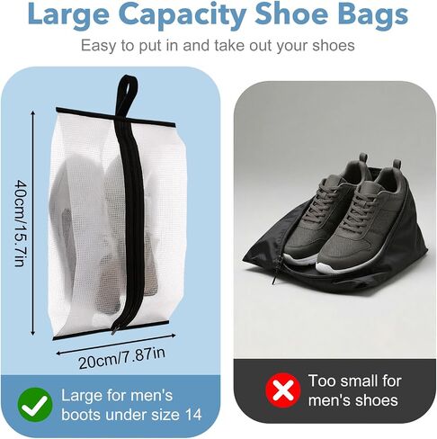 Shoe Travel Bags for Luggage, 4 Pack Waterproof Portable Travel Shoe Bags with Zipper and Handle for Organizer, Reusable Shoes Bag for Gym for Men Women in Kuwait