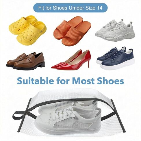 Shoe Travel Bags for Luggage, 4 Pack Waterproof Portable Travel Shoe Bags with Zipper and Handle for Organizer, Reusable Shoes Bag for Gym for Men Women in Kuwait