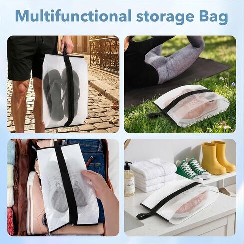 Shoe Travel Bags for Luggage, 4 Pack Waterproof Portable Travel Shoe Bags with Zipper and Handle for Organizer, Reusable Shoes Bag for Gym for Men Women in Kuwait