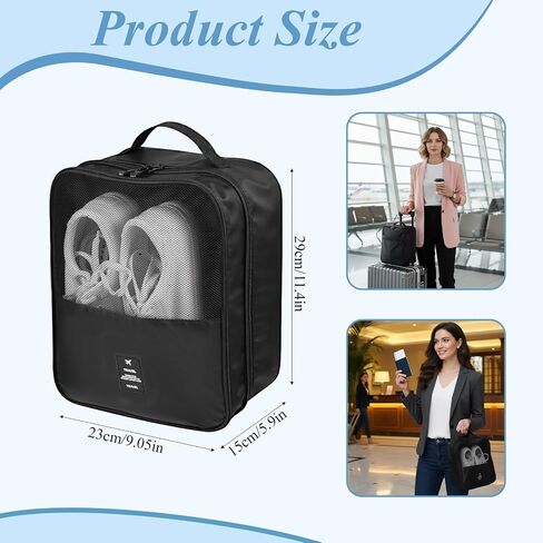 4 Pack Shoe Bags for Travel Holds 3 Pair of Shoes, Portable Shoes Storage Bag Organizer with Handle, Travel Luggage Shoe Organizer for Women Men Teenager Daily Use Storage Pouch (Black) in Saudi Arabia
