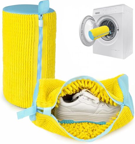 Shoe Washing Machine Bag (Yellow, 14.8 × 7.4 Inches) – Durable Polyester Mesh Sneaker Laundry Bag, Protects Shoes in Washer & Dryer, Reusable Shoe Cleaner Bag. in Kuwait