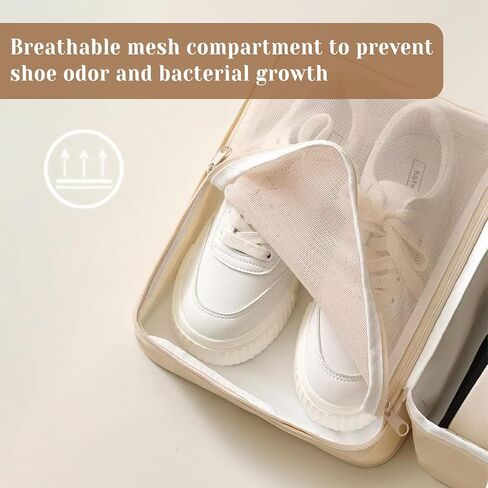 Shoe Bags for Travel, Travel Shoe Bag with Double Layer Storage - Fits 3-4 Pairs,Attaches to Luggage in Saudi Arabia