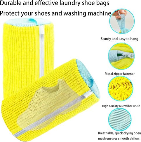shoe washing machine bag: 2PCS Reusable Protective laundry shoe bag with Lock Zipper for All Sneakers Sports Shoes, Washer Dryer Safe for Family Use in Kuwait