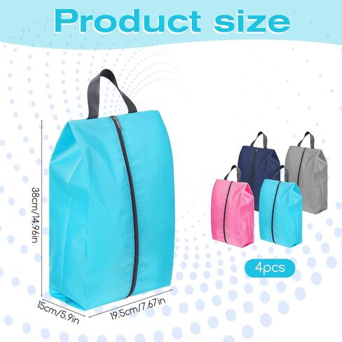 4 Pcs Shoe Bags for Travel, Travel Shoes Organizer with Zipper Golf Shoe Bag Reusable Water-proof Shoes Bag Portable Traveling Essentials in Kuwait