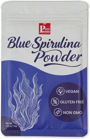 Blue Spirulina Powder (Phycocyanin Extract) - 30g/1.05oz 100% Pure Vegan Protein from Algae, No Fishy Smell, Natural Food Coloring for Beverages, Baking, and Breakfast Bowl (1.05oz (30g)) in Kuwait