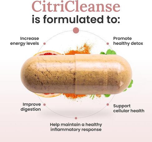 CitriCleanse Toxin Binder Supplement, Supports Heavy Metal Detox, Energy, & Overall Wellness, with Cilantro Extract, Grapefruit Pectin, & Fulvic Acid, Gluten Free, Vegan, Non GMO, 120 Ct in Saudi Arabia