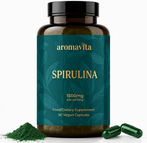 Spirulina Capsules 1500mg Per Serving – Made with Organic Spirulina – Plant-Based Daily Wellness Support with Naturally Occurring Protein, Iron & Phytonutrients – 90 Vegan Capsules in Saudi Arabia