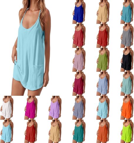 Women Athletic Dress Built in Shorts Summer Tennis Workout Active Sports Mini Romper Dress Travel Vacation Clothes in Saudi Arabia