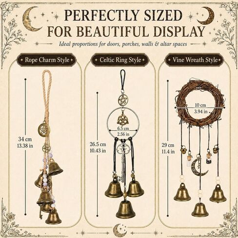 3 Pack Witch Bells for Door Knob Protection, Handmade Witch Bells Door Hanger with Brass Bells, Witchcraft Protection Decor for Clear Negative Energy, Boho Wiccan Home Wall Decor Gift in Saudi Arabia