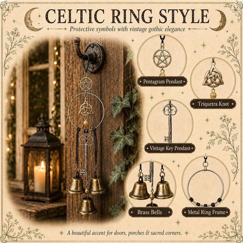3 Pack Witch Bells for Door Knob Protection, Handmade Witch Bells Door Hanger with Brass Bells, Witchcraft Protection Decor for Clear Negative Energy, Boho Wiccan Home Wall Decor Gift in Saudi Arabia