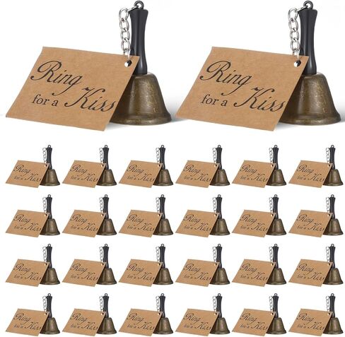 24 Sets Wedding Bells Bulk Ring for a Kiss with Tags Kissing Bells for Wedding Reception Decorations Goodies Bags Party Supplies in Kuwait