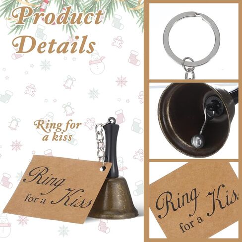 24 Sets Wedding Bells Bulk Ring for a Kiss with Tags Kissing Bells for Wedding Reception Decorations Goodies Bags Party Supplies in Kuwait