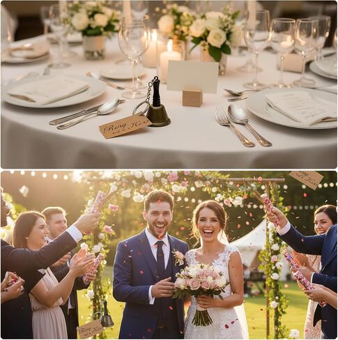 24 Sets Wedding Bells Bulk Ring for a Kiss with Tags Kissing Bells for Wedding Reception Decorations Goodies Bags Party Supplies in Kuwait