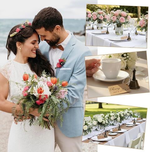 24 Sets Wedding Bells Bulk Ring for a Kiss with Tags Kissing Bells for Wedding Reception Decorations Goodies Bags Party Supplies in Kuwait