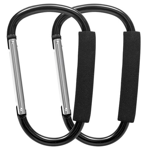 （2-Brown）Baby Stroller Hooks Clip or Hanging Diaper Bag Universal Hooks Accessories for Stroller and Car or Shopping Cart in Kuwait
