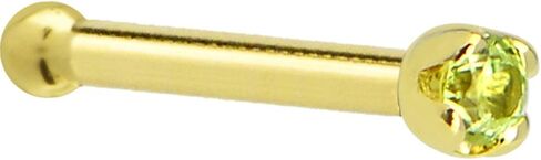 الصلبة 14K الذهب الأصفر 1.5mm حقيقية الزبرجد الأنف مسمار العظام 18 مقياس 1/4" in Kuwait