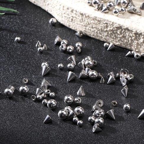 120Pcs Replacement Piercing Changing Balls and Spikes 16G Externally Threaded Piercing Balls 3/4/5mm Stainless Steel Ball for Septum Lip Labret Medusa Eyebros Tragus Helix Conch in Kuwait