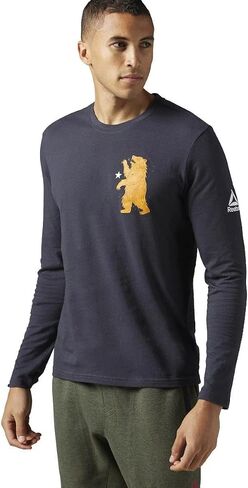 تي شيرت رجالي من ريبوك [B45193] بأكمام طويلة من Crossift Forging Elite Fitness Bear مقاس XL أزرق داكن in Kuwait