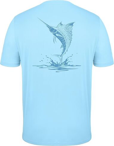 Men's Sun Shirts Short Sleeve, UPF 50+ UV Protection Fishing T-Shirt, Quick Dry Graphic Rash Guard Tee for Swim Surf in Saudi Arabia