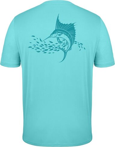 Men's Sun Shirts Short Sleeve, UPF 50+ UV Protection Fishing T-Shirt, Quick Dry Graphic Rash Guard Tee for Swim Surf in Saudi Arabia