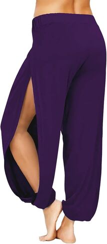 Women Summer Harem High Split Hem Leg Silt Pants Flowy Yoga Pant for Women Casual Beach Hippie Dance Pants in Saudi Arabia